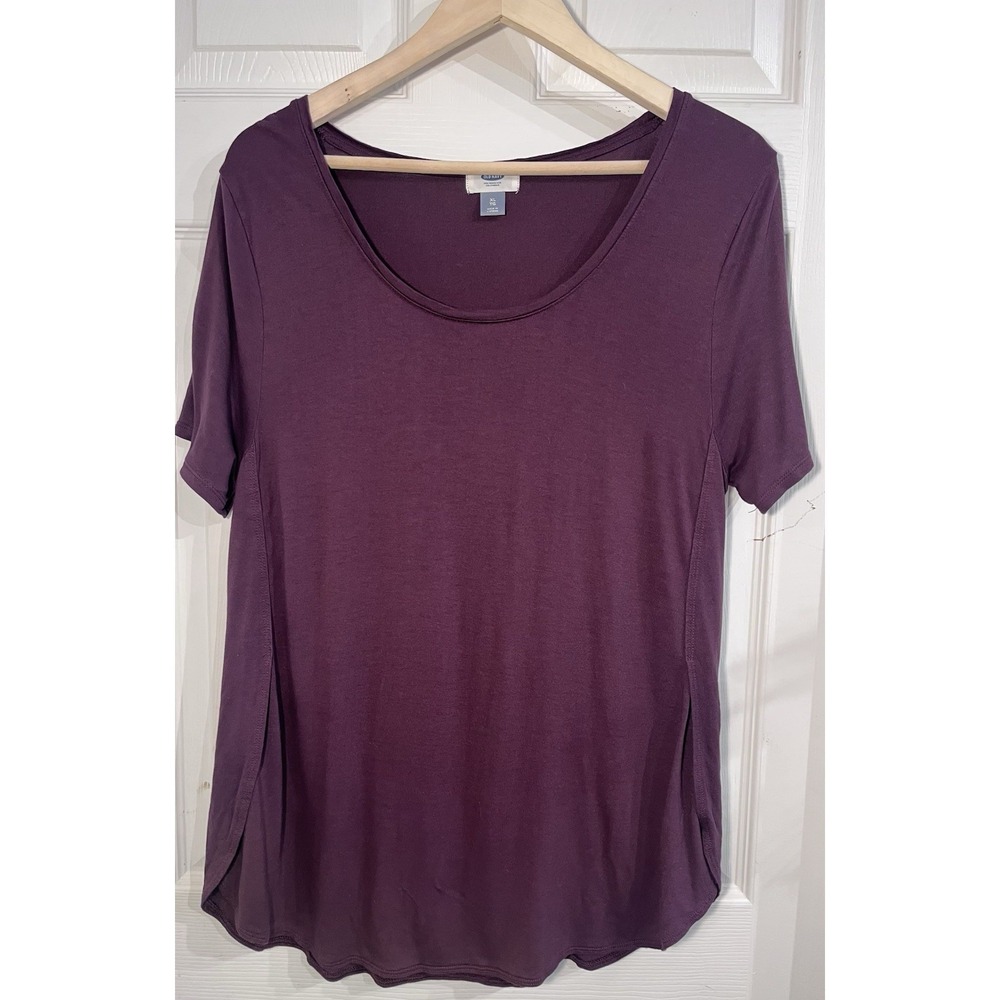 Old Navy Women's Scoop Neck Plum Tunic Top XL Rayon Tulip Top Side Slit